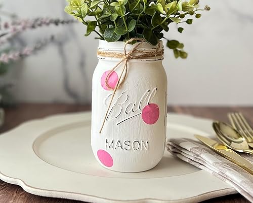 Miniatura 6 de Painted Mason Jar Centerpieces for Tables, Pint Mason Jars for Centerpieces, Small Mason Jar Pen Holder, Mason Jar Decor, Pint Size, Mason Jars for