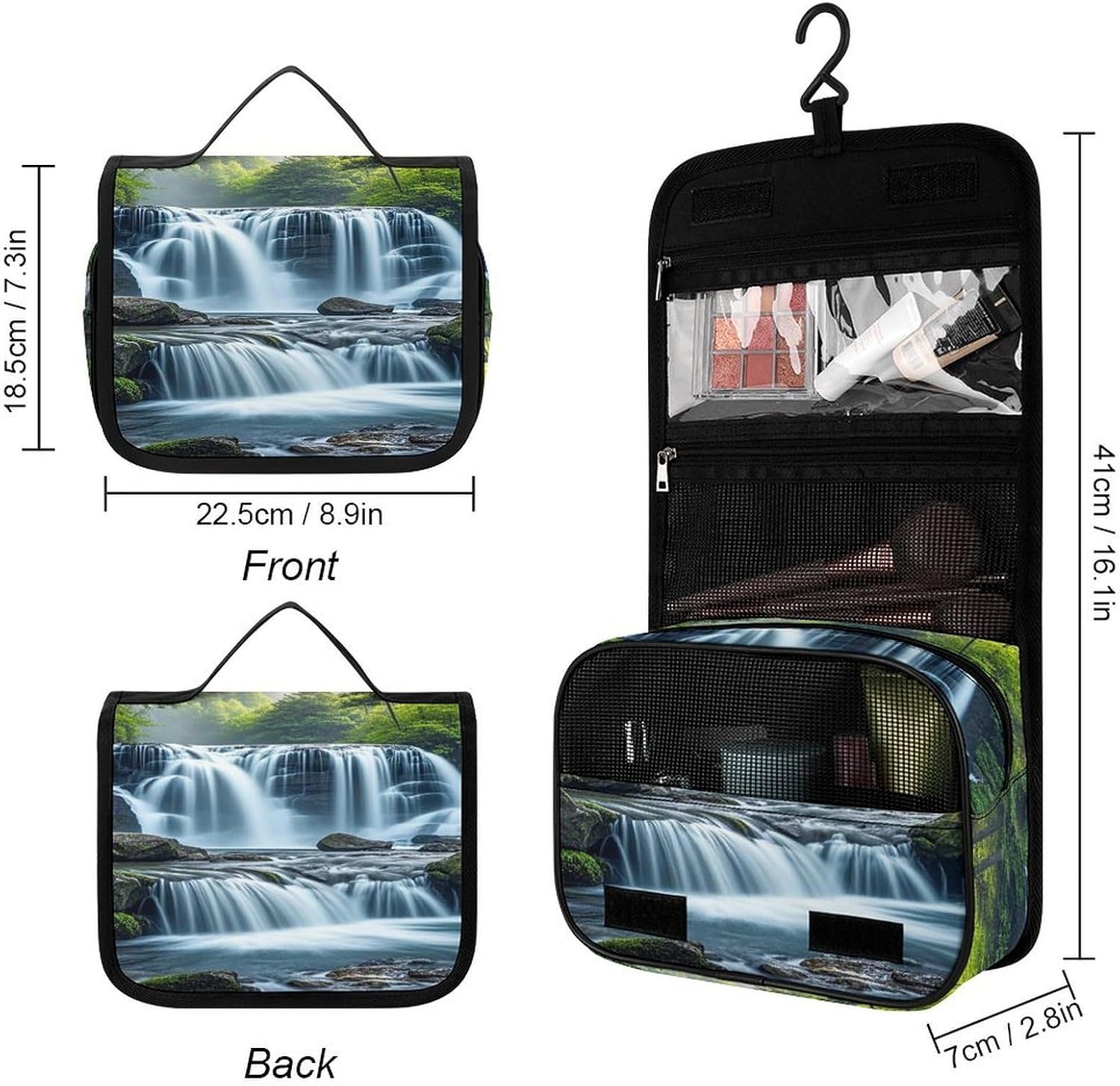 Waterfall Flowing Down Wash Bag Portable Makeup Pouch image 2