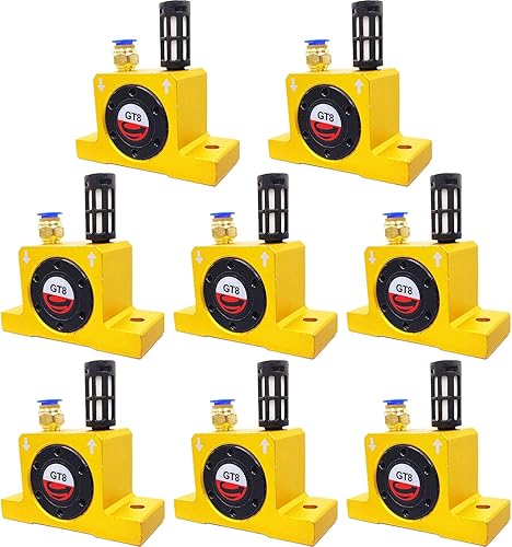 Paquete de 8 vibradores de turbina industrial GT8 G 18 "neumático de aire comprimido tipo rueda silenciosa dorada con silenciador (GT-8)