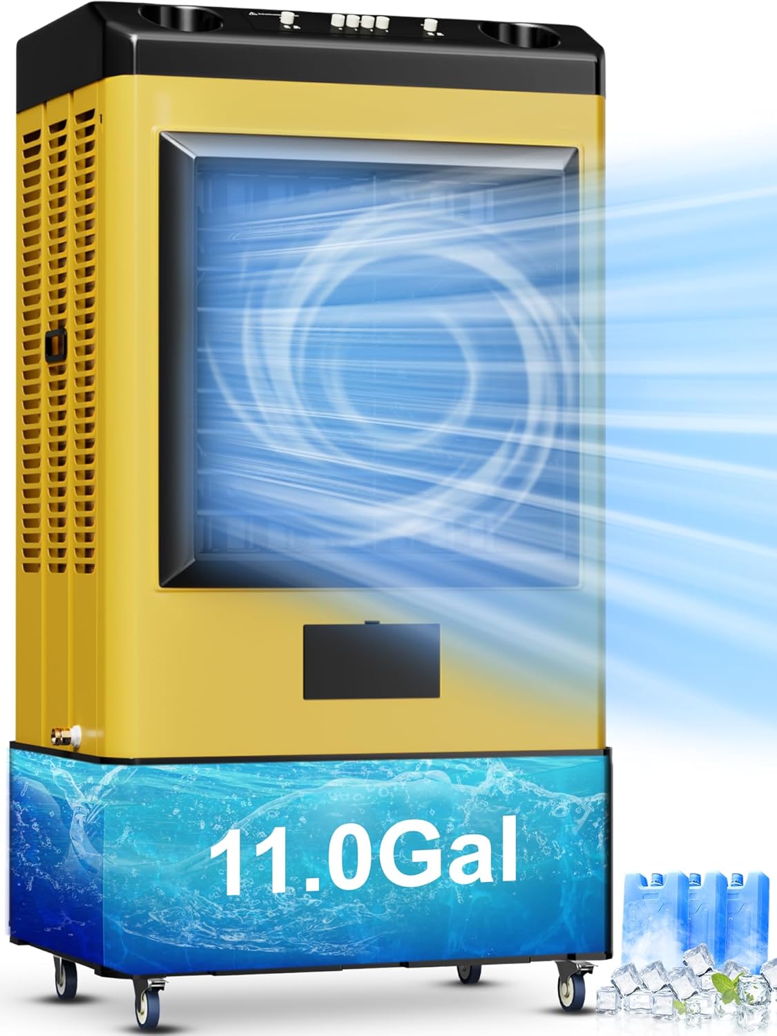 4880 CFM Swamp Cooler, 42” Evaporative Cooler with 11 Gal Water Tank, Portable Air Cooler with 3 Speeds, 120°Oscillation, 3 Ice Packs, Outdoor Air Conditioner for Garage, Patio, Yard, Factory