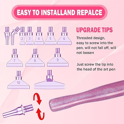 Miniatura 10 de Juego de herramientas de accesorios para bolígrafos de pintura de diamante, 3 bolígrafos de arte de diamante con purpurina y 12 puntas de rosca de