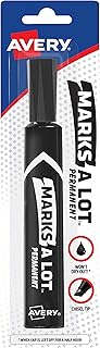 Avery Marks-a-lot Permanent Marker, Regular Desk-Style Size, Chisel Tip, Water and Wear Resistant, 1 Black Marker (17888)