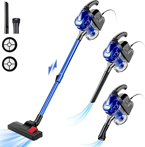 EFUSVAC Aspiradora con cable, potente succión de 17 KPa con motor de 600 W, aspiradora de mano ligera 4 en 1 para pelo de mascotas, suelos duros y