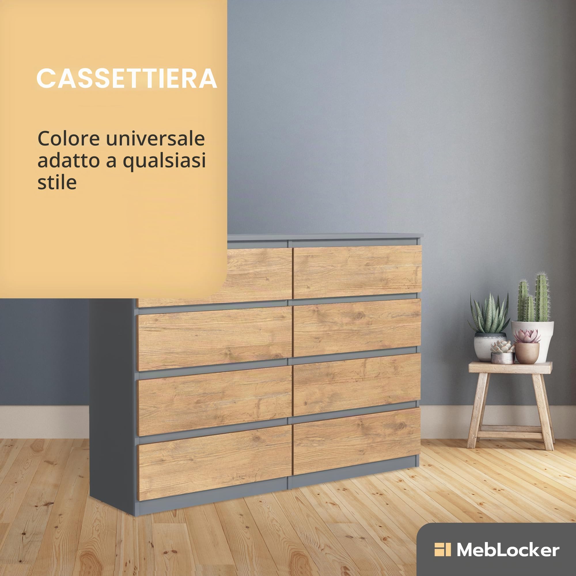 Cassettiera con 8 Cassetti - Settimino 120x101x39 cm - Cassettiera Salvaspazio per la Camera da Letto e Soggiorno - Armadio con Cassetti dal Design Moderno - Antracite