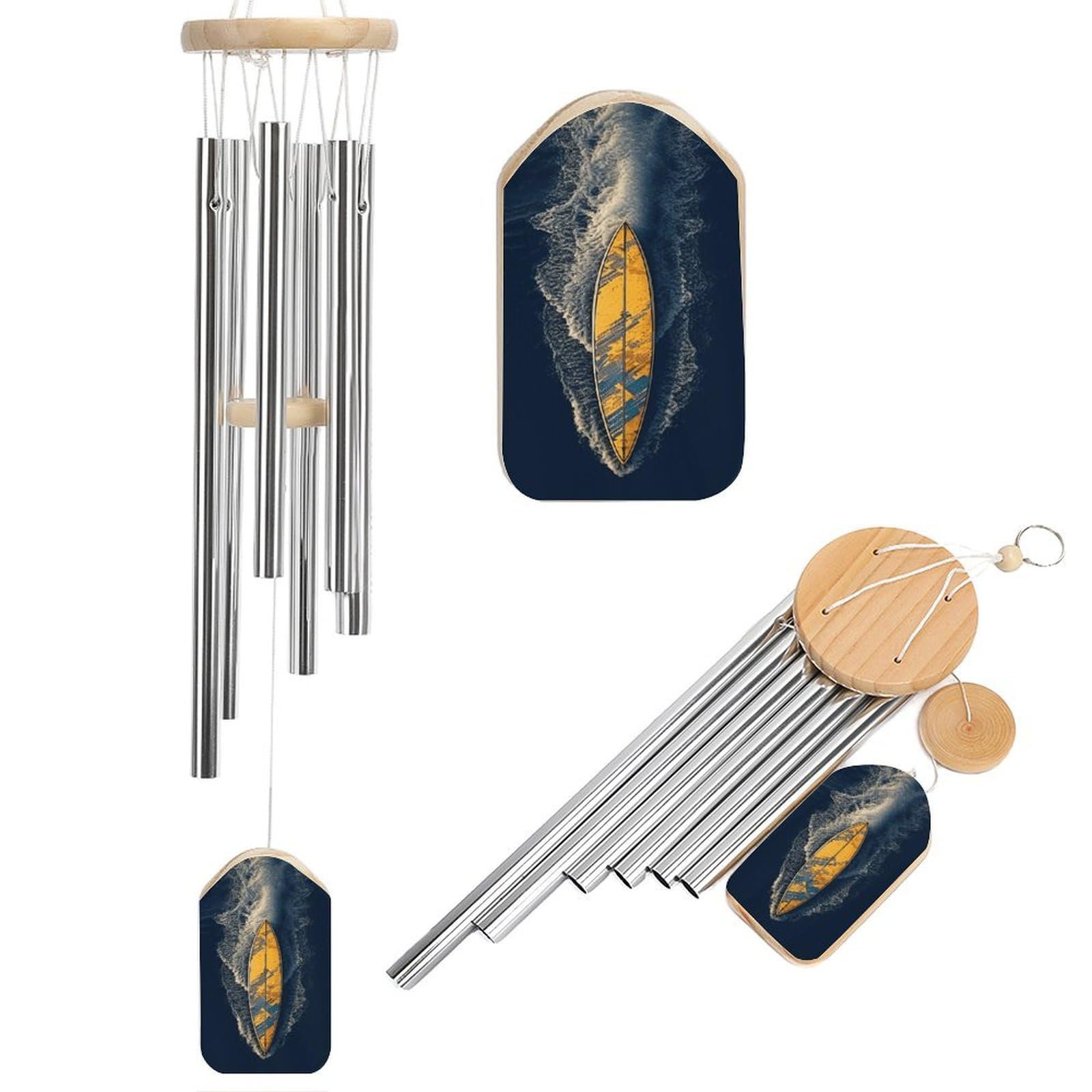 Surfboard Wind Chimes for Outside House Warming Gifts, Deep Tone Soothing Melodic Tones Windchimes, Memorial Wind Chime for Home Garden Decoration Aluminium Large Wind Chimes