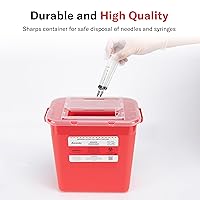 Vista 2 de Alcedo Contenedor para objetos punzantes para uso doméstico, 2 galones (paquete de 5), eliminación de agujas y jeringas de riesgo biológico, grado