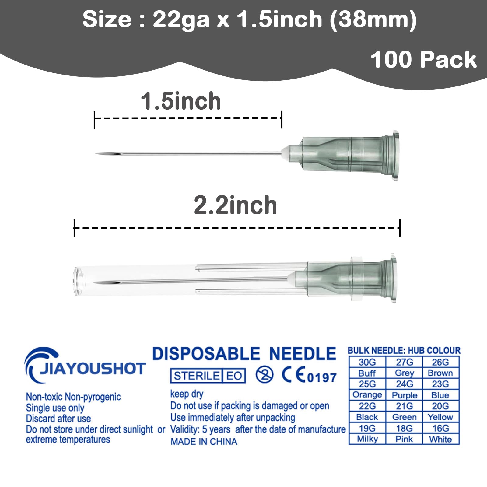 Snapklik.com : 100Pack -22Ga 15inch(38mm) Dispensing Needle,Individual ...