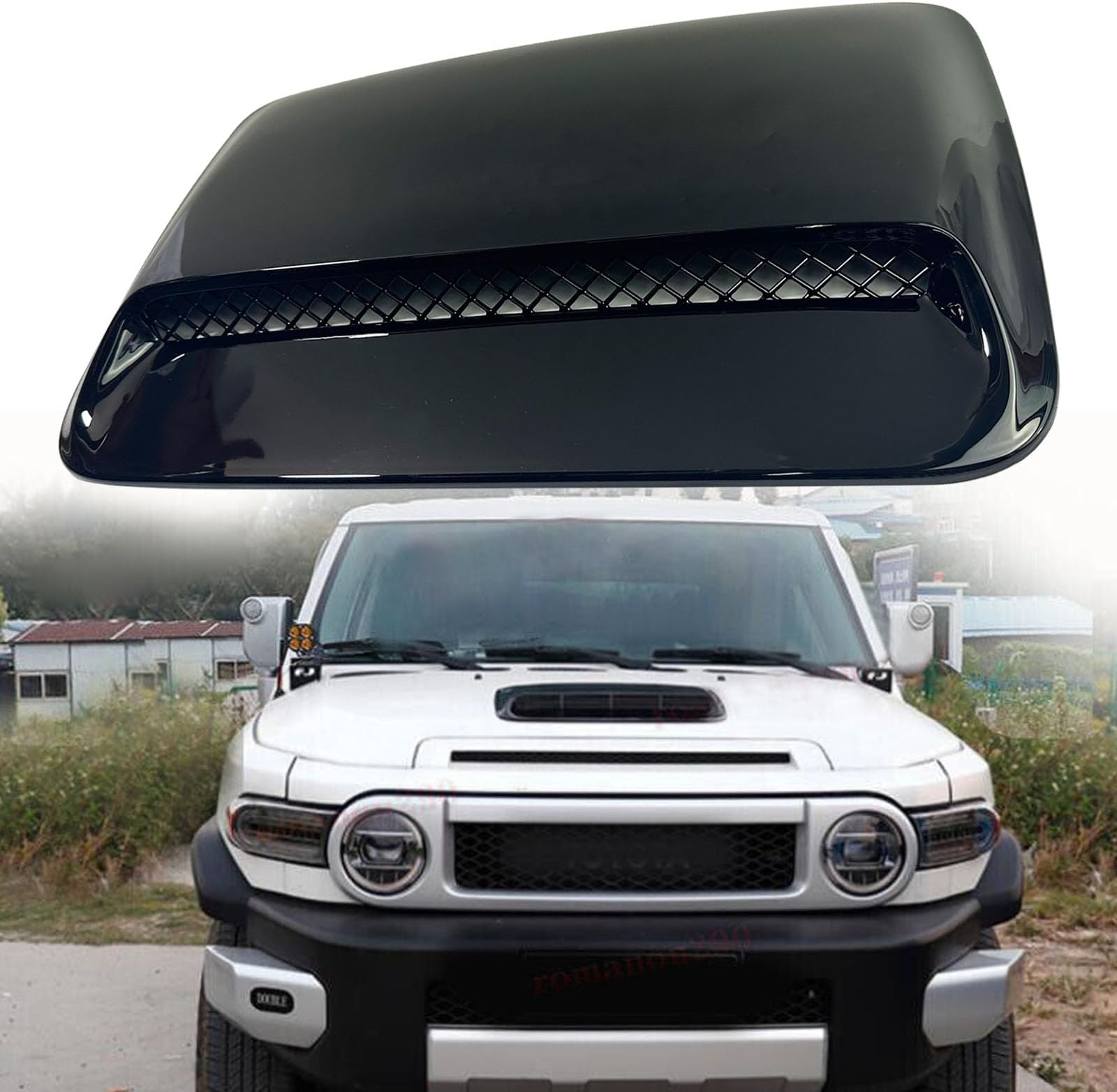 Engine Hood Flow Intake Cover Hood Scoop Vent Bonnet Cover Compatible with 2007-2023 Toyota FJ Cruiser, Decorative Air Flow Intake Covers with Self Adhesive Glossy Black