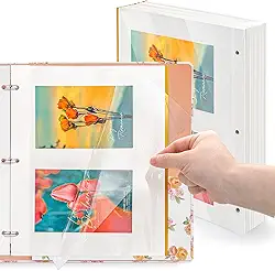 Elsjoy 100 folhas, 200 páginas, 28 x 23 cm, refil de álbum de fotos, páginas autoadesivas para fichário de 3 anéis, folhas de álbum de fotos dupla face