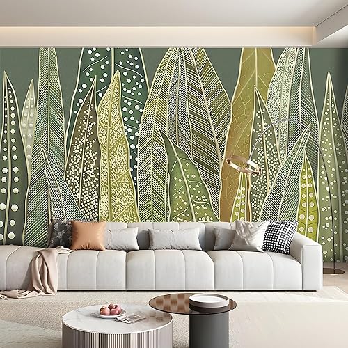 Miniatura 5 de Papel tapiz vintage de hojas verdes de 151 x 105 pulgadas, papel tapiz autoadhesivo con hojas de bosque tropical, papel de contacto impermeable,
