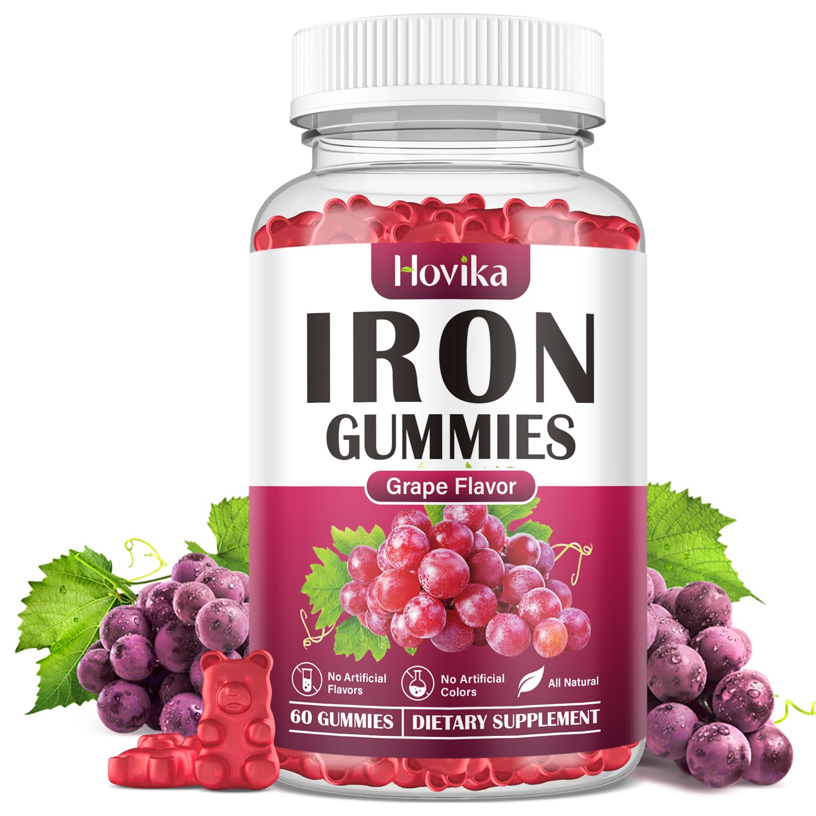 Sponsored Ad - Iron Gummies Supplement for Women & Men, Iron Supplements for Anemia with Vitamin C, B12, Folate-Blood Builder & Energy Support for Iron Deficiency-Grape Flavor, Vegan, 60 Gummies