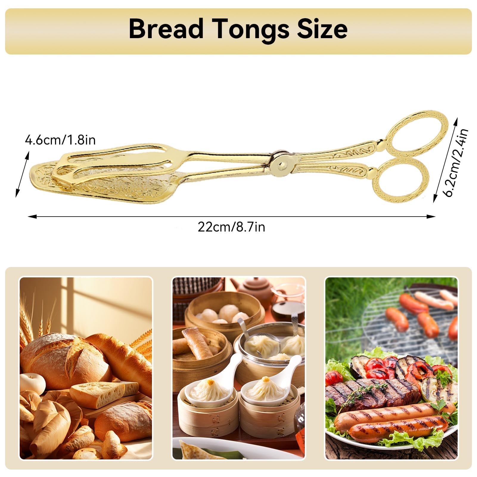 Pinzas de Metal Pequeñas, Pinzas para Ensalada, Servir, Pan, Aleación de Zinc, Cocina