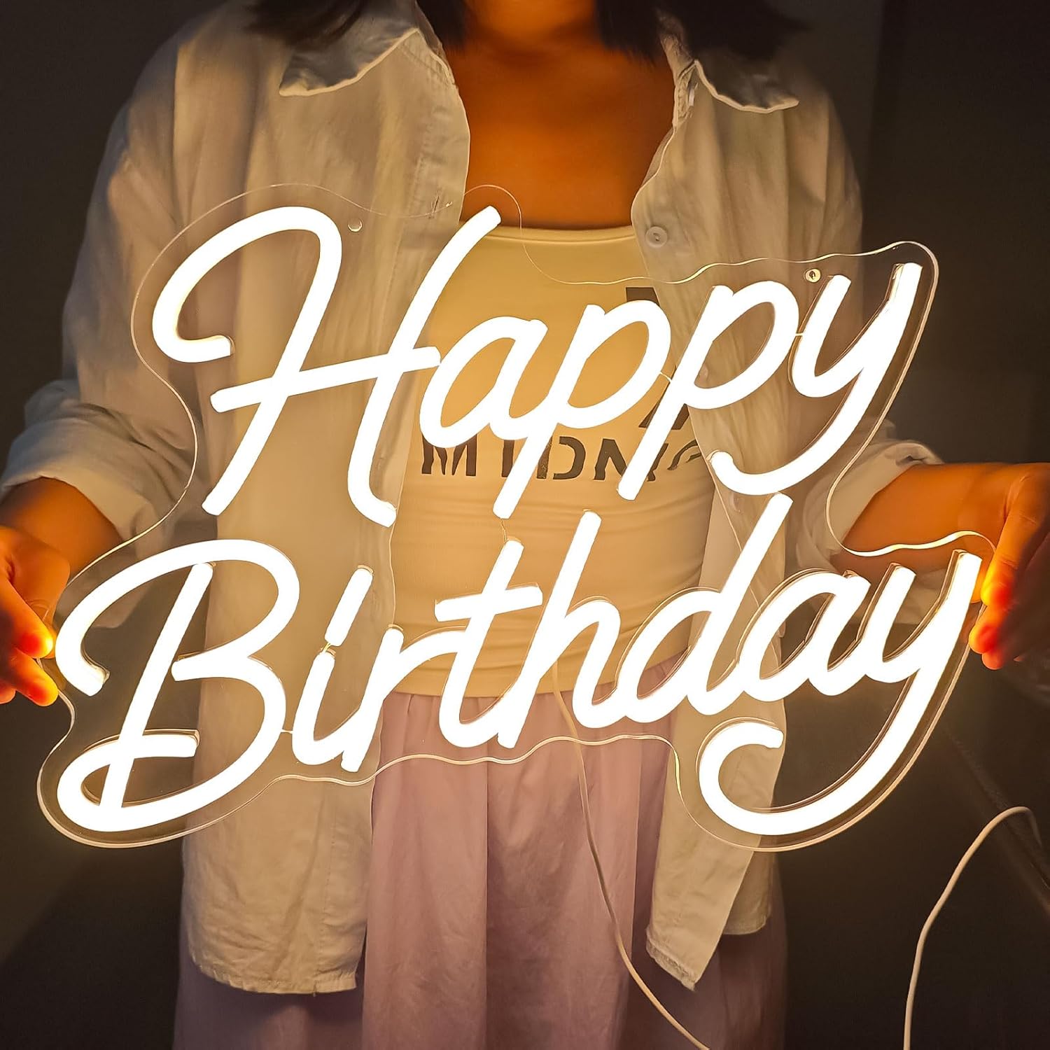 Happy Birthday Neon Sign for Wall Decor, LED Happy Birthday Light Up Sign, Dimmable Birthday Sign for Birthday Party Backdrop, Any Ages Bday Party Decoration, 16.14"x11.65" - Image 9