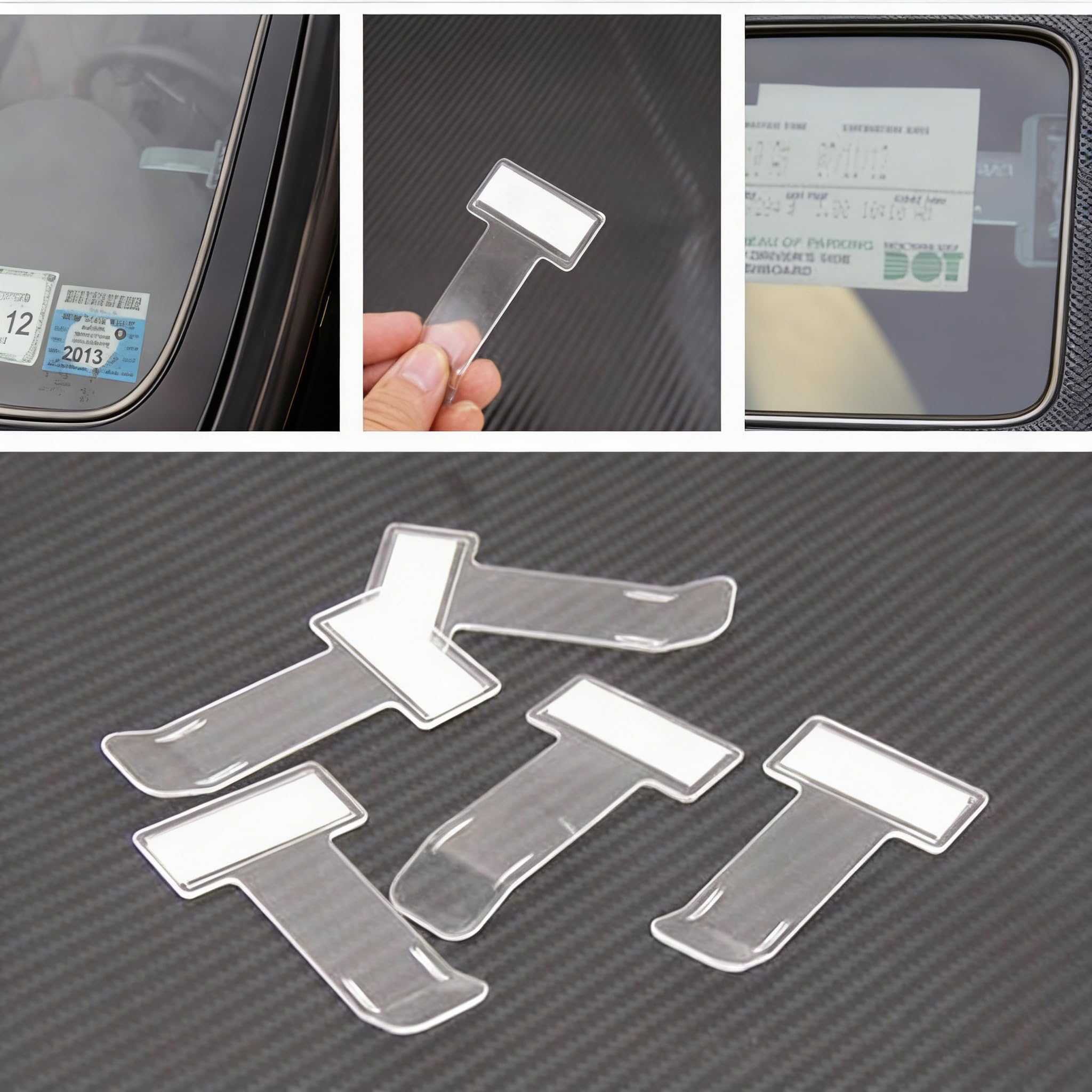 4 Piezas Clips Adhesivos para Tickets, Soporte de Parches para Parabrisas, Porta Tickets para Coche, Soporte para Tarjetas y Documentos Adhesivo