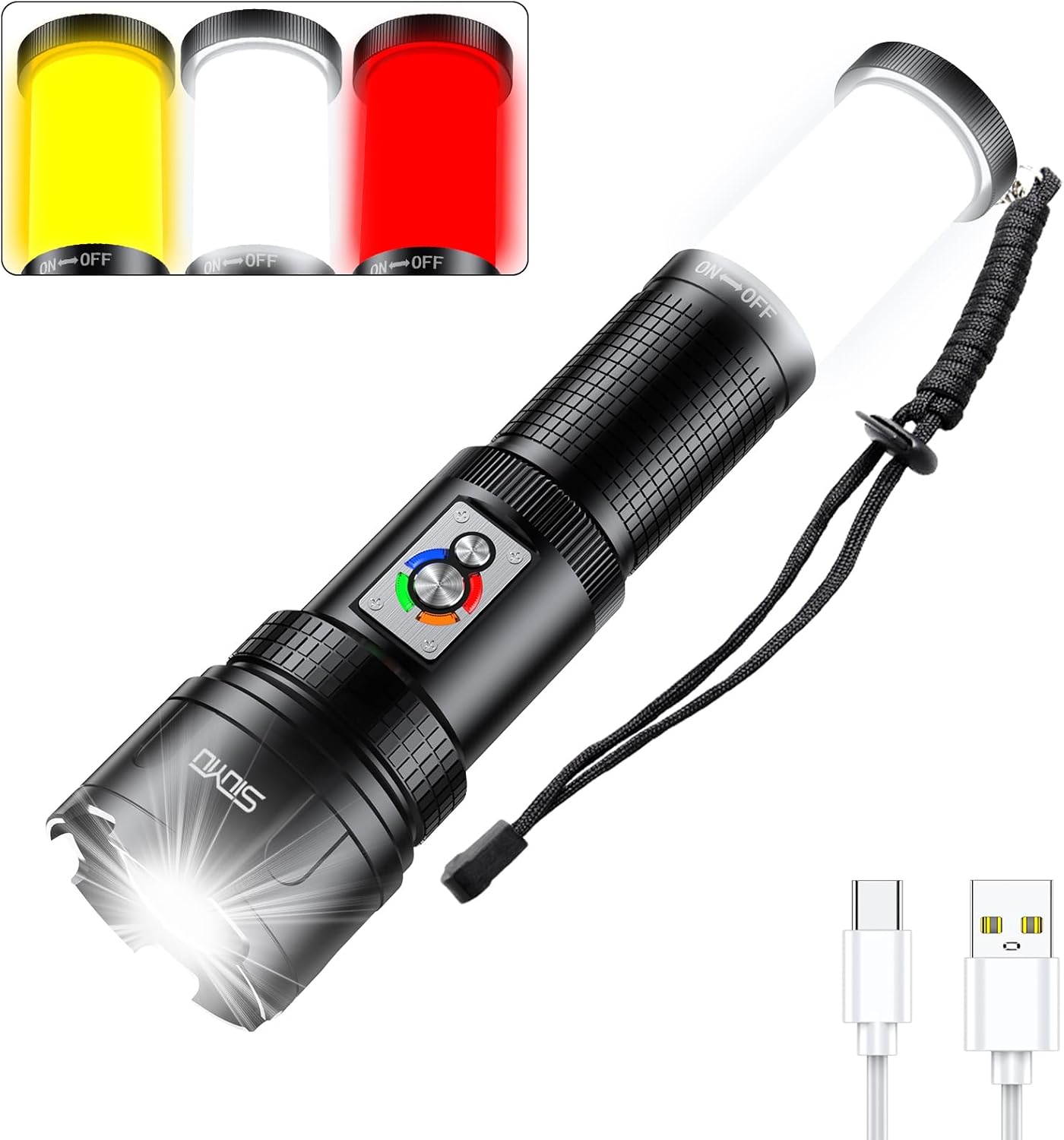 Siuyiu Flashlight High Lumens Rechargeable, Tactical, 200000 Lumen LED