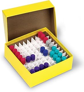 Heathrow Scientific HS2860CY True North Cardboard Cryogenic Tube Storage Box & Lid, 50mm, Yellow (2), Fluid_Ounces, Degree C, Cardboard, (Pack of 12)