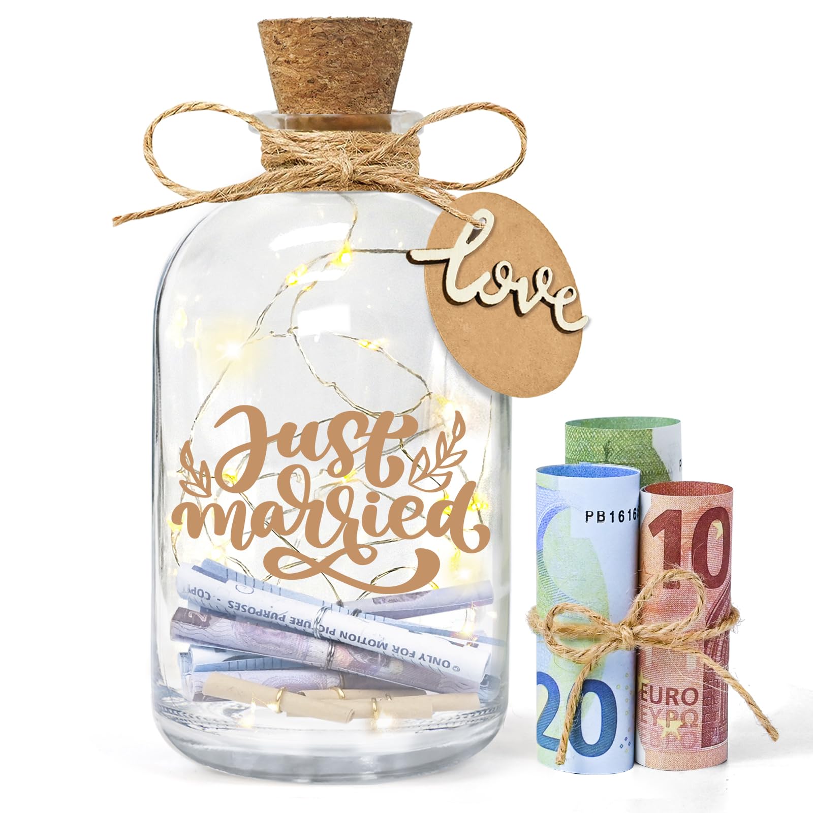 Regali di nozze, bottiglia luminosa per coppia di sposi e innamorati, luce a LED, per bottiglie di matrimonio, regalo di denaro, per matrimonio, cassa di nozze