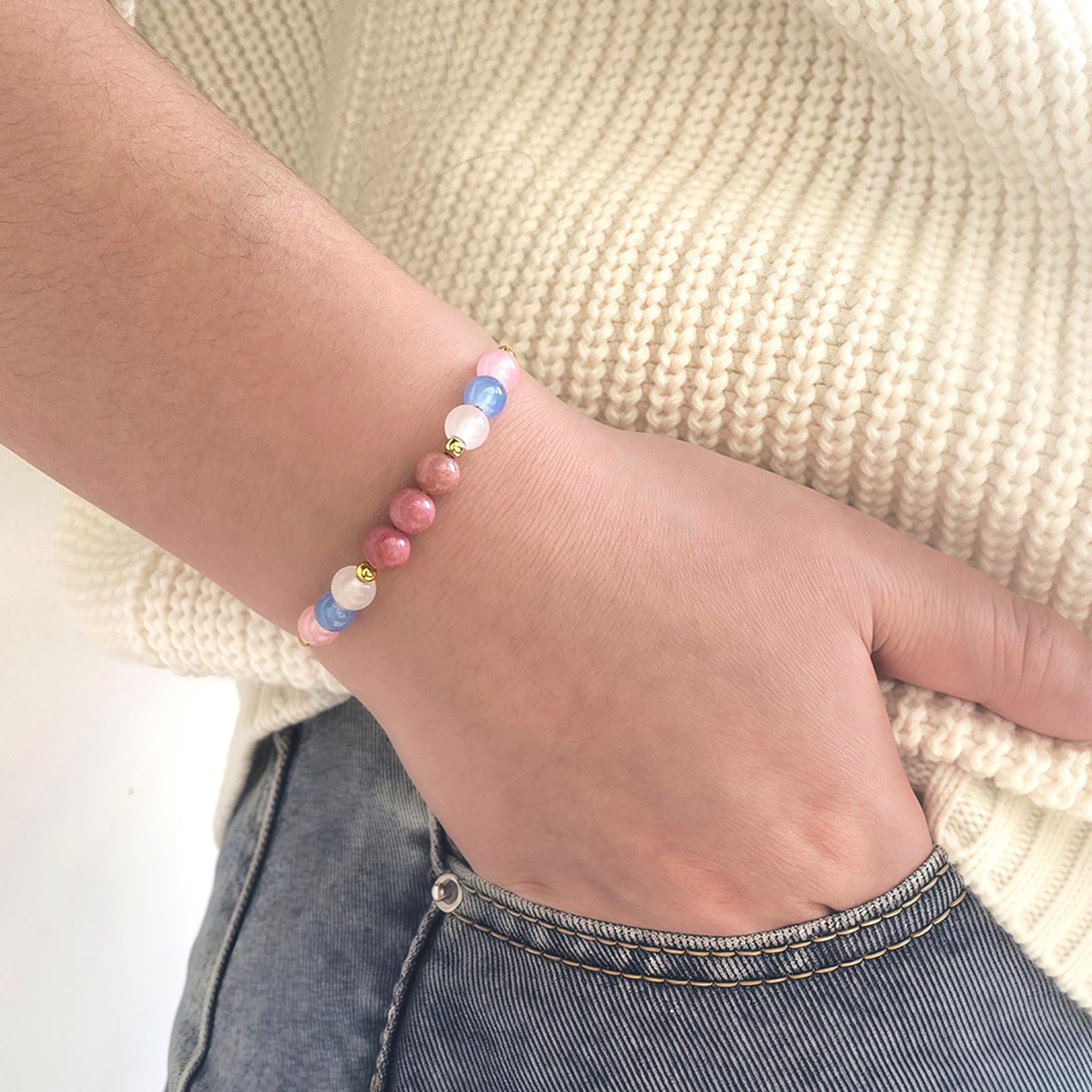 yupoxiu Healthy Pregnancy Gifts Natural Stone Bracelets for Pregnant Women, Pregnancy Gifts for Expecting Mom & First Time Mom, Mothers Day Christmas Jewelry