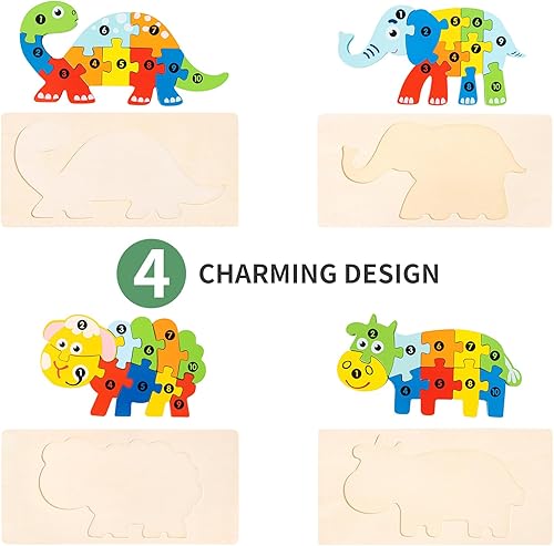 Miniatura 7 de Paquete de 6 rompecabezas de madera de animales para niños de 3 a 5 años, juguetes Montessori para bebés de 2, 3, 4, 5, 6 años, 6 patrones de