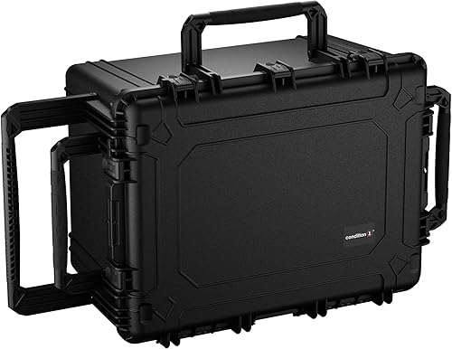 Condition 1 Estuche rígido con ruedas XL de 33 pulgadas, caja de almacenamiento con cerradura, funda de plástico impermeable IP67, equipaje