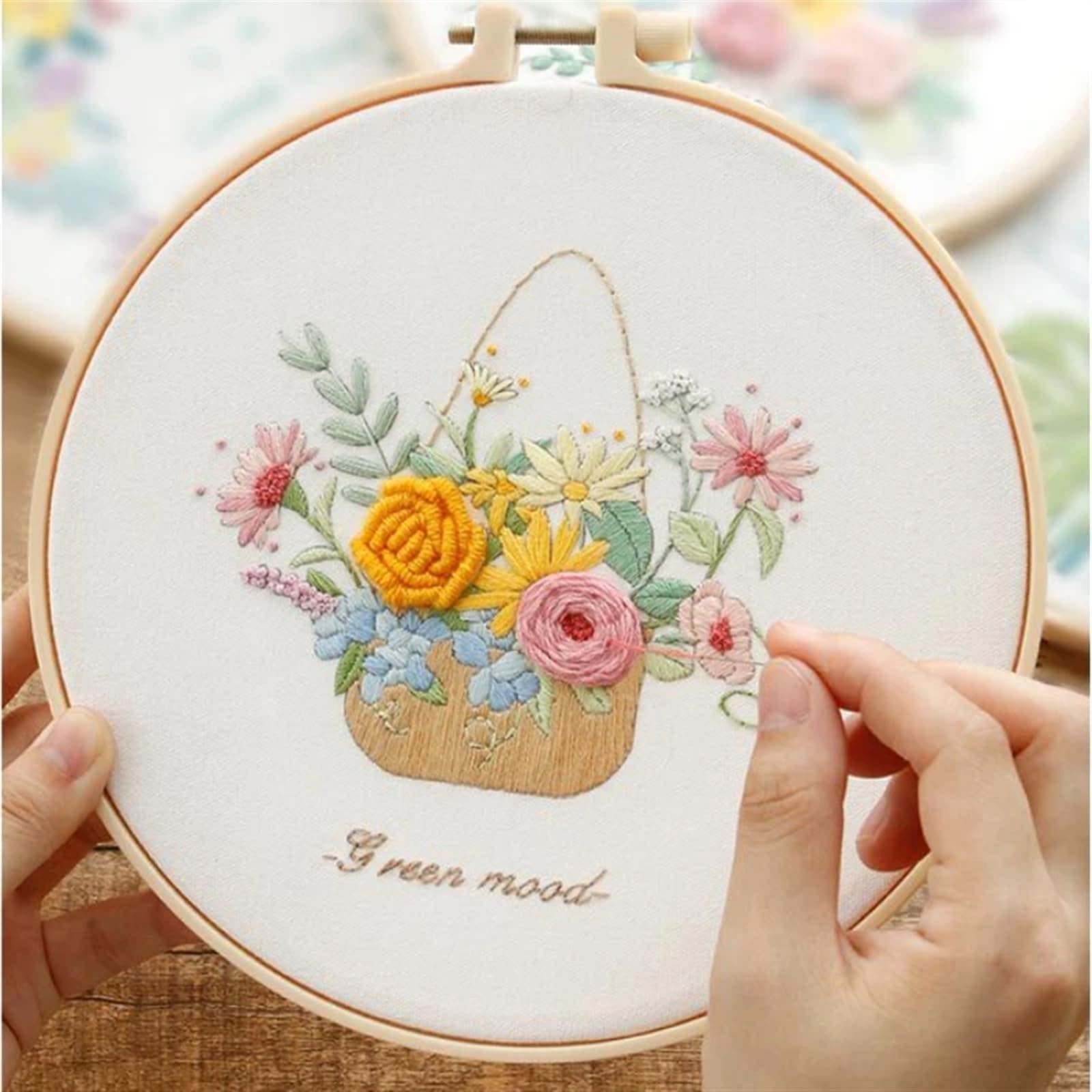 haft, Zestaw do haftowania z ramką 20 cm DIY haftu krzyżykowego(Color 01)