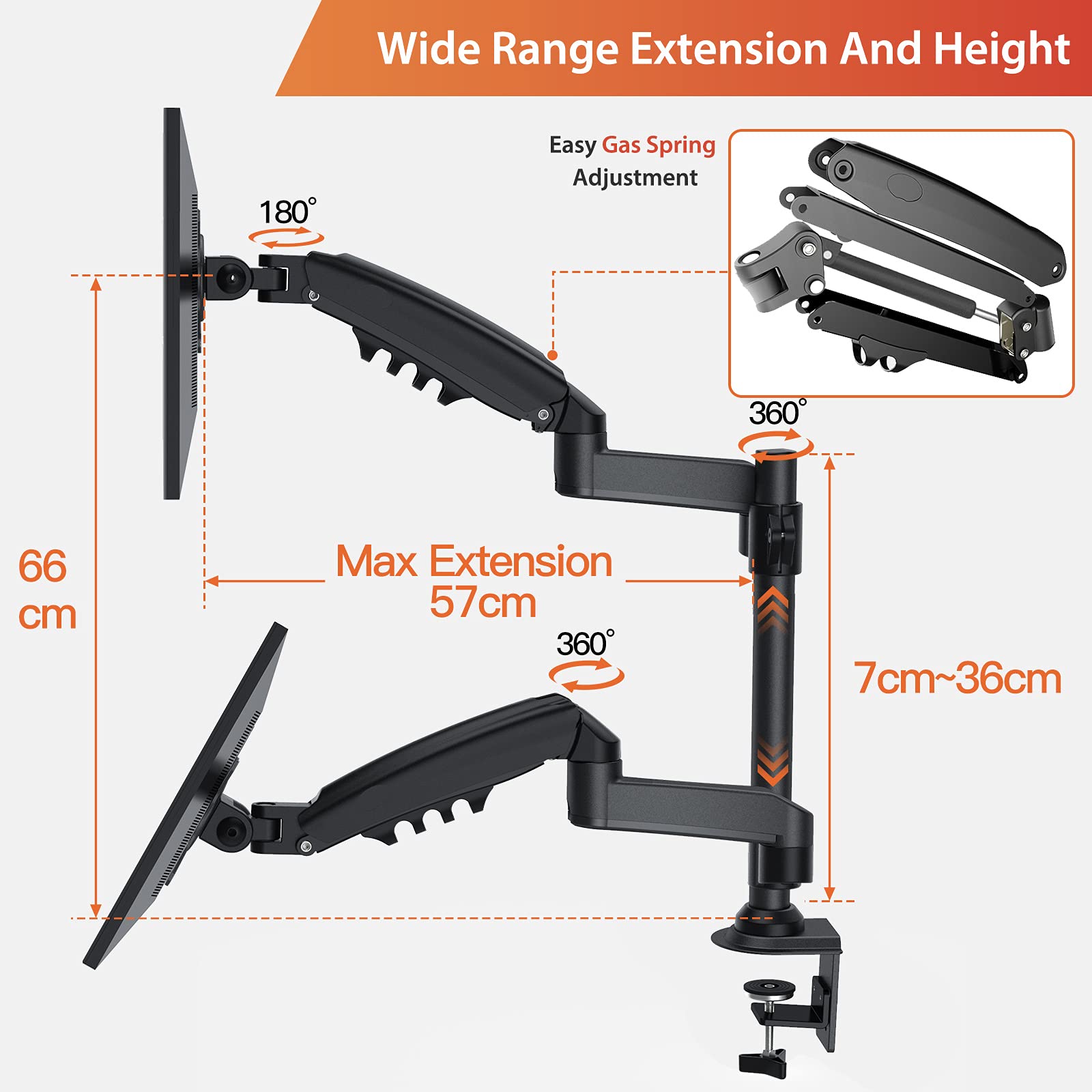 Buy ErGear Dual Monitor Stand For 13"32" /Max 9KG Gas Spring Dual