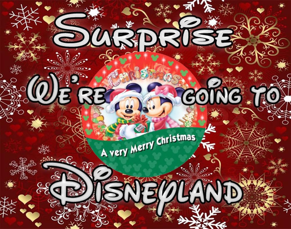 AMAZING RETRO We're Going To Mickey Land for the Christmas Holiday 30 Piece Card Minnie Donald Princesses Disneyland Vacation Trip Announcement in