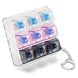 HOMQYTE Transparent Keyboard Fidget Toys for Adults Keyboard Clicker Button Keychain Sensory Toy for Office Stress Relief Autism (9IN1-Style A)