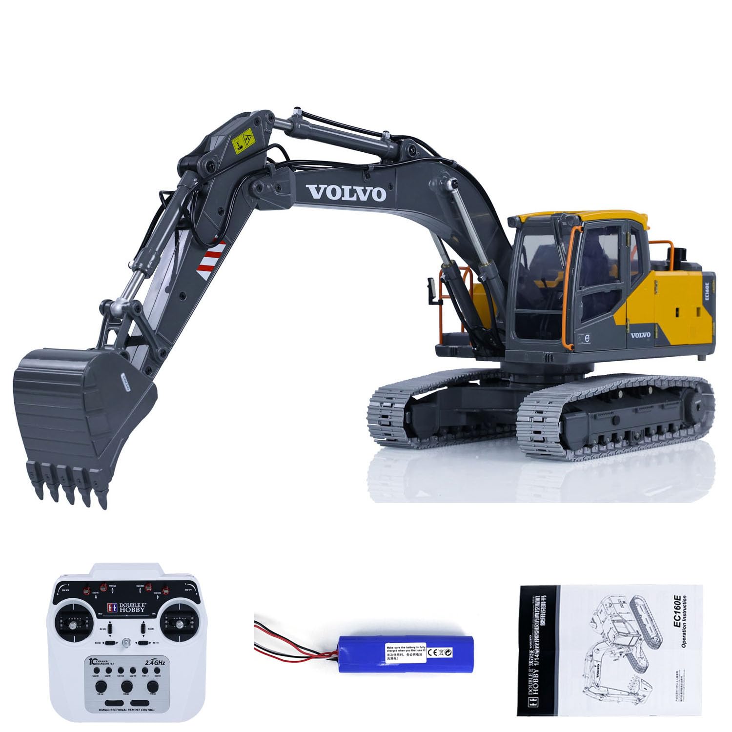 TOUCAN RC HOBBY 1: 14 RC Escavatore 2.4G RC Digger Double E E010 EC160E Full Alloy Metal Engineering Vehicle, IT in magazzino