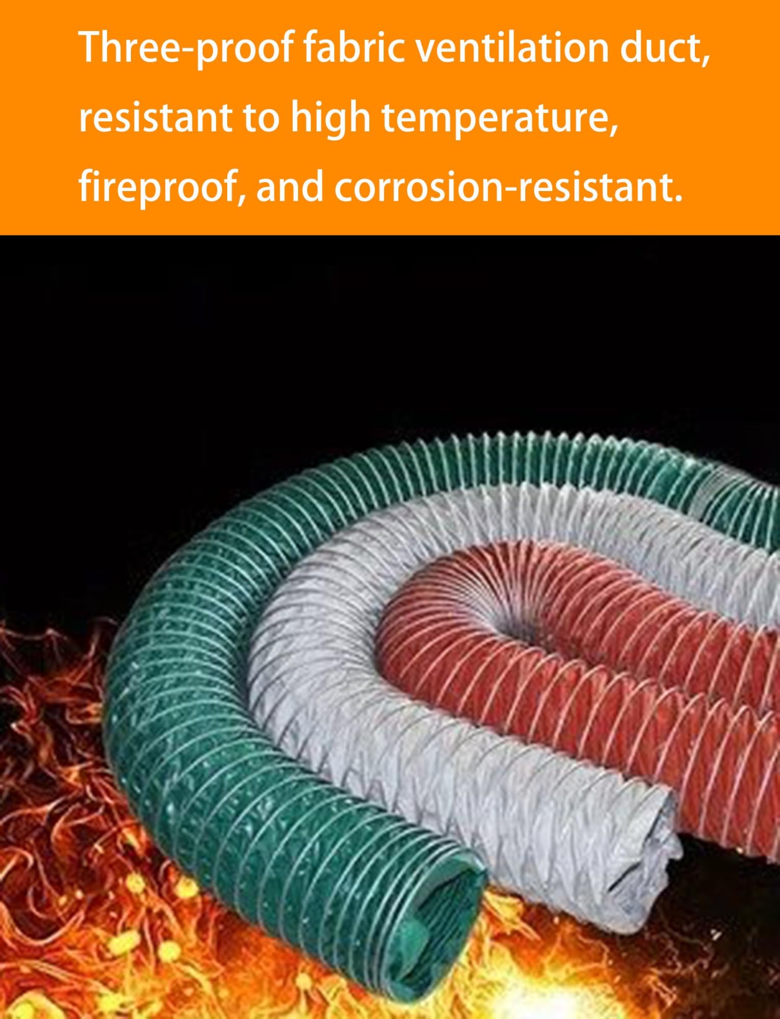 Tubo flessibile per condotto dell'aria, resistente isolato e ignifugo per ventilazione industriale, HVAC, sfiato asciugatrice, scarico negozio
