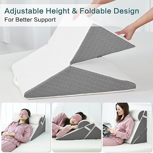 Miniatura 5 de baibu Juego de almohadas de cuña de 21.5 pulgadas para cama de dormir, almohada de cuña para después de la cirugía, almohada triangular ajustable