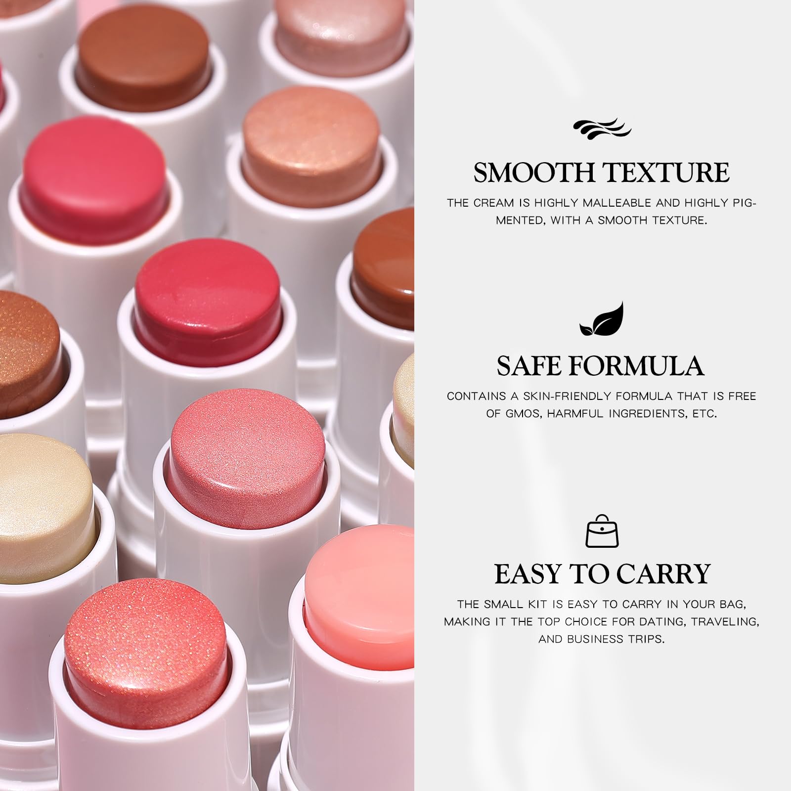 bayfree 3 PCS Makeup Cream Contour Stick Set, Illuminante Viso & Blush & Bronzer Stick, Effetto Naturale Opaco o Lucido, Lunga Durata, Multiuso per Ogni Tipo di Pelle