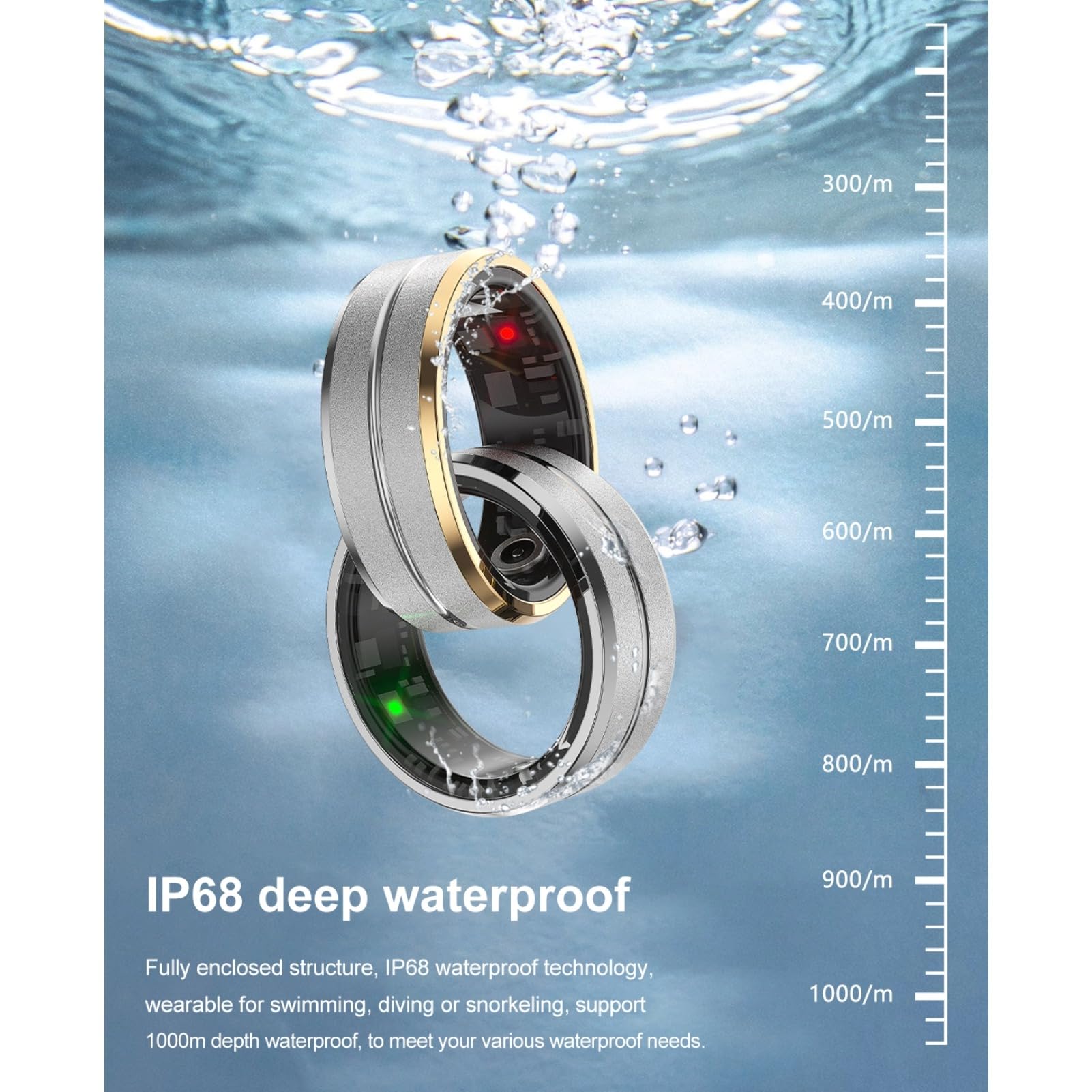 Cuifati Anillo de Salud Inteligente para Mujeres y Hombres, IP68 Resistente Al Agua, Anillo de Seguimiento de Actividad Física con Monitoreo del Sueño, Conteo de Pasos, Control de Cámara,
