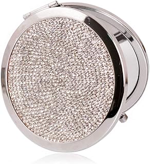 Lujoso espejo compacto con aumento de diamant...
