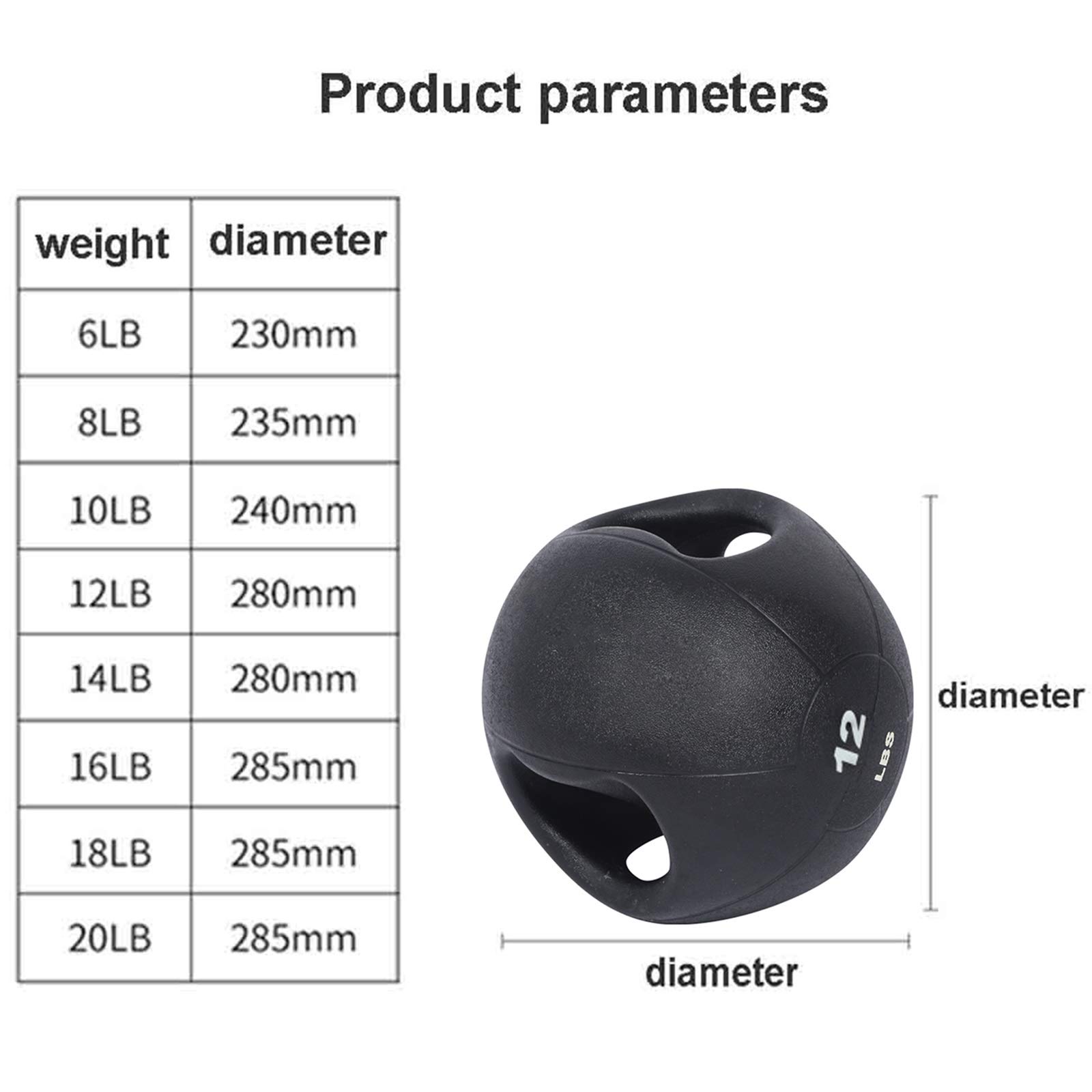 Pelota Medicinal Balón Medicinal Binaural De Goma, Entrenamiento Cruzado para Hombres Y Mujeres, Entrenamiento De Fuerza, Entrenamiento Aeróbico, Pelota De Fitness, 8 LB / 3,6 Kg