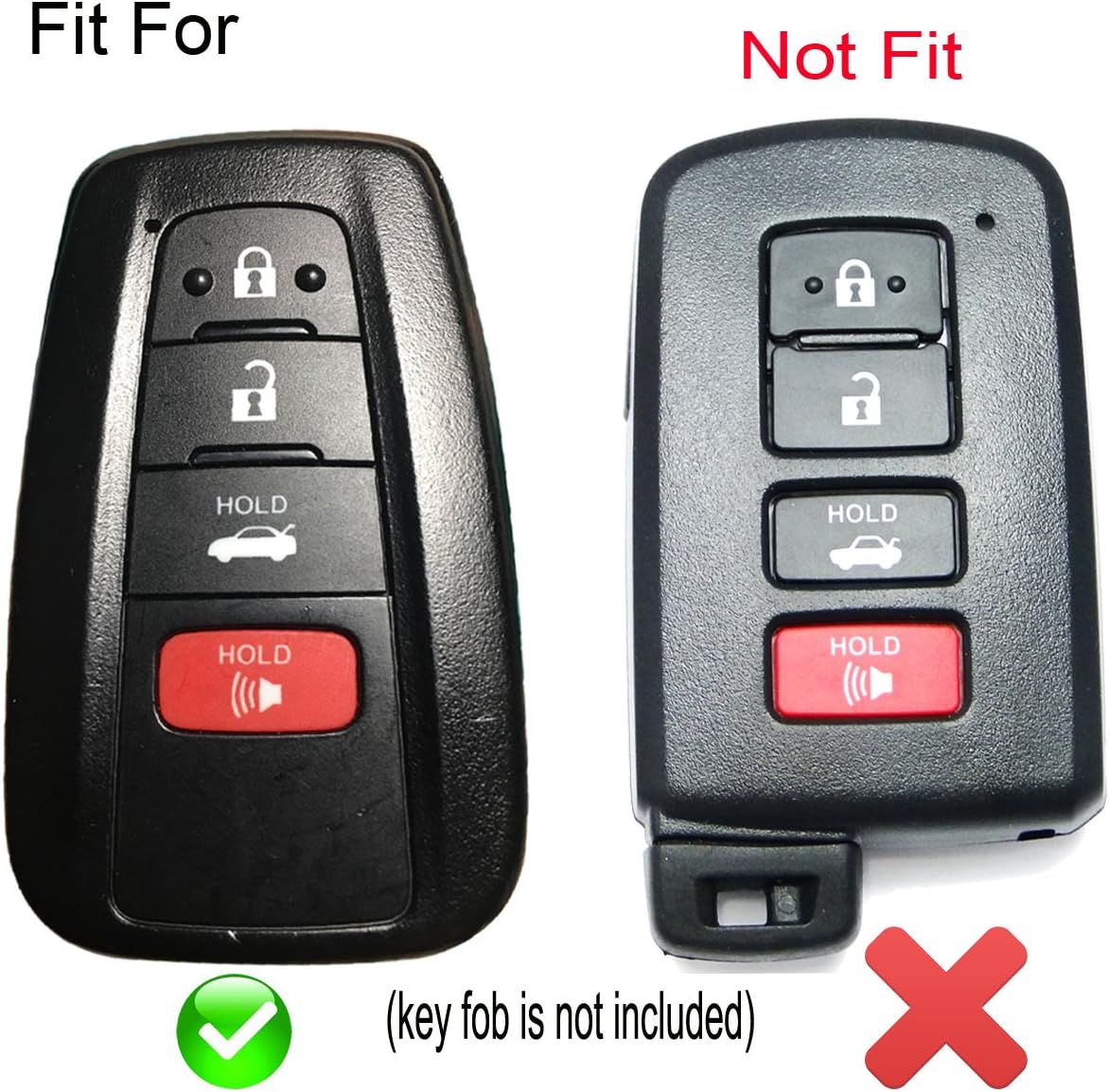 2Pcs Coolbestda Silicone Smart 4button Key Case Fob Skin Cover Protector Keyless Jacket Remote Holder for 2019 2020 2021 2022 2023 2024 Toyota Highlander Camry Avalon C-HR Prius Corolla HYQ14FBC image 2