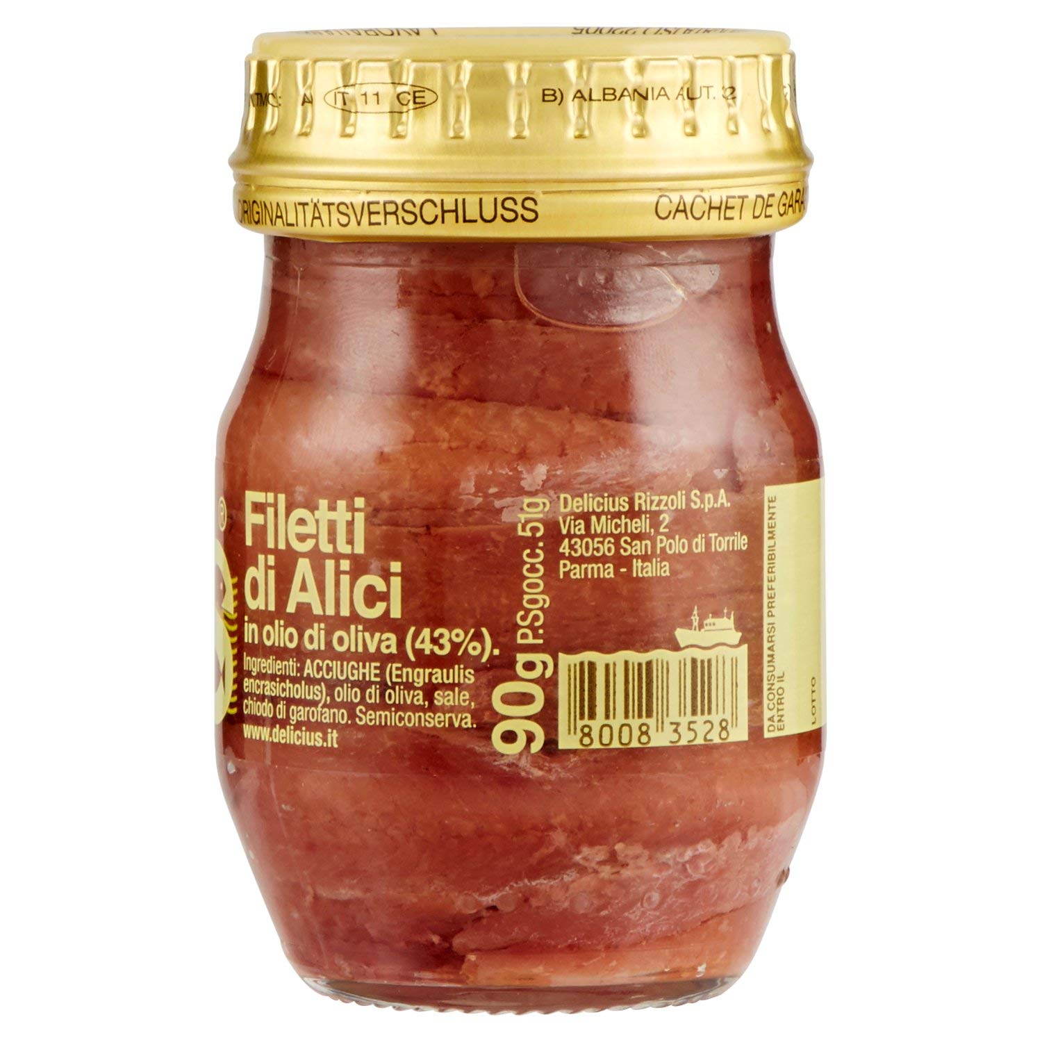 Italian Gourmet Filetti di Alici in Olivenöl Sardellenfilets 6 x 90g