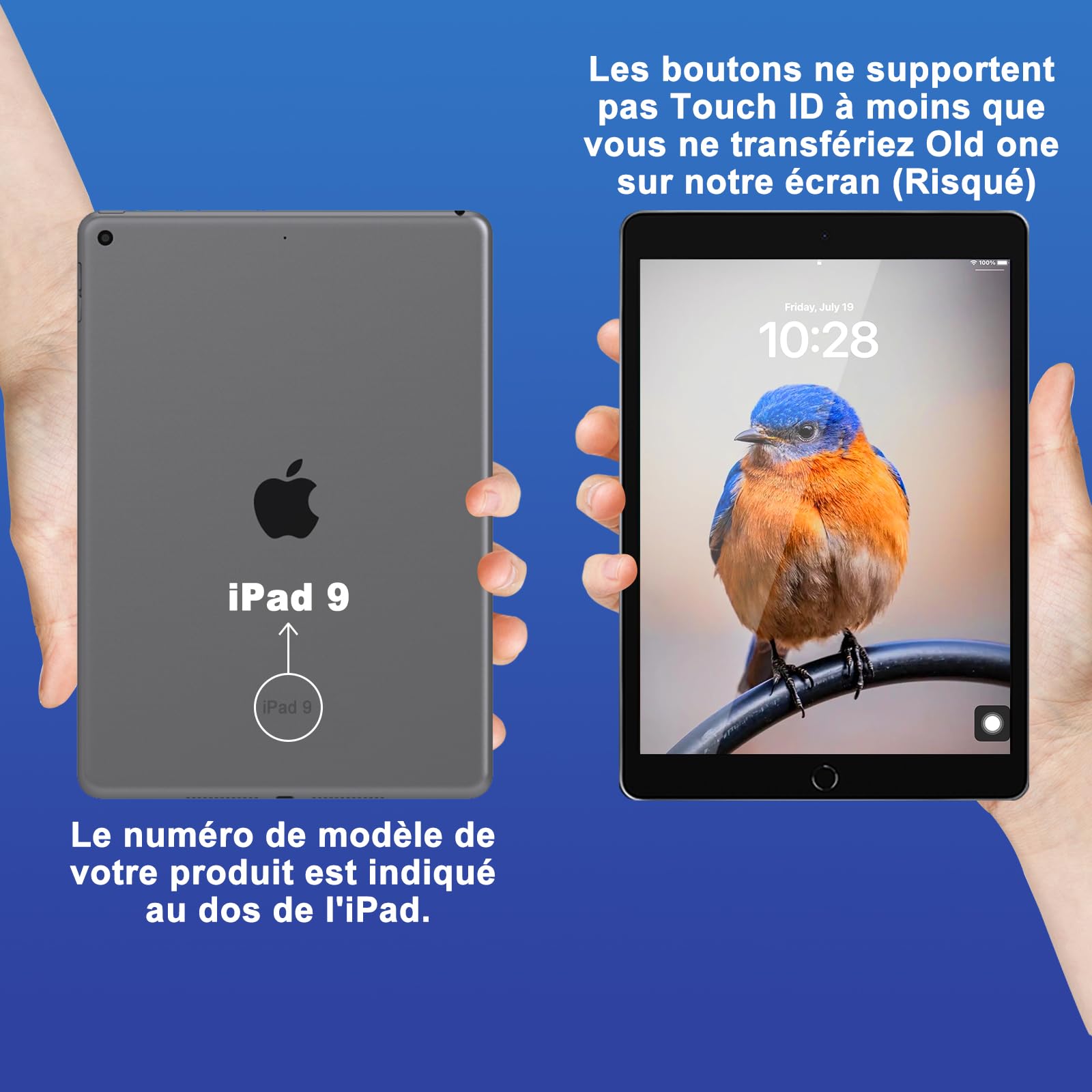 NB+ Écran Tactile pour iPad 5ème Génération 9.7” Écran de Remplacement 2017 Digitizer Adhésif Pré-installé,No Home Button(modèle:A1822 A1823 (Noir)