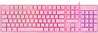 Teclado Gamer Rosa RGB LED Profissional ABNT2 Semi-Mecânico Ergonômico Fofinho Feminino Presente Precision Ozzix