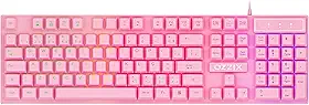 Teclado Gamer Rosa RGB LED Profissional ABNT2 Semi-Mecânico Ergonômico Fofinho Feminino Presente Precision Ozzix
