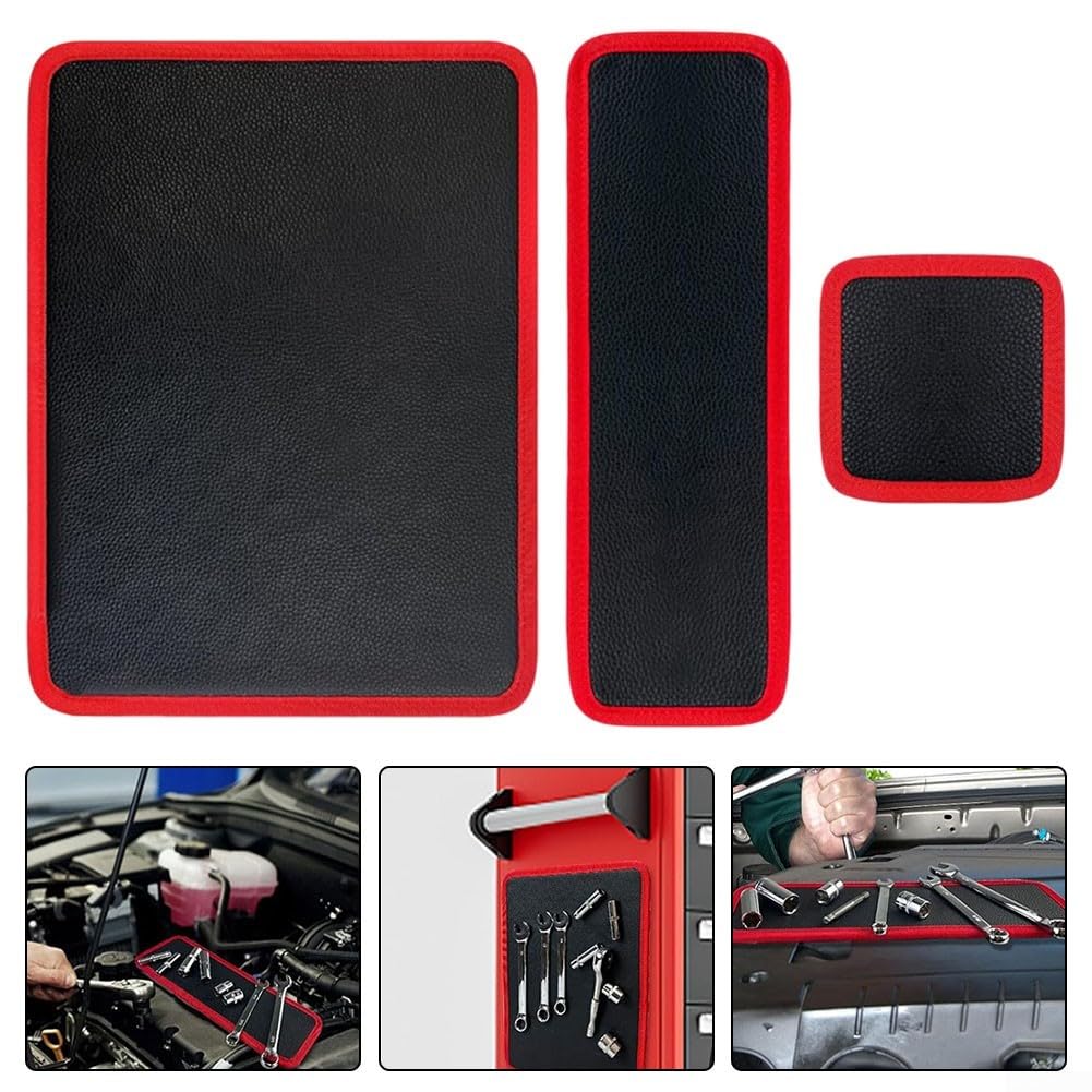 Portautensili magnetico, vassoio organizer rosso nero con presa sicura per viti e chiavi, accessori essenziali per la riparazione dell'auto per meccanici e appassionati di fai da te in officina in