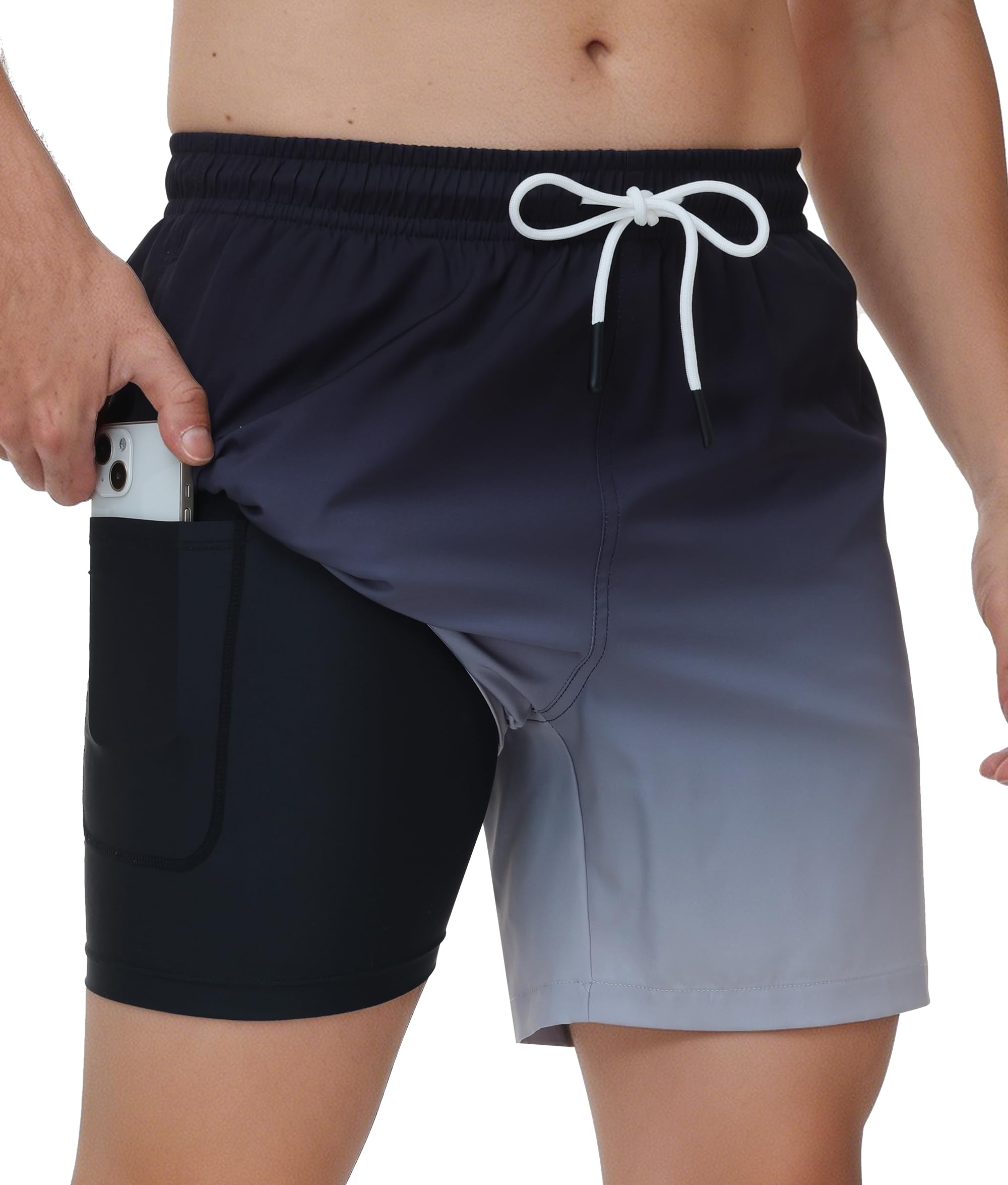 Zoofly Schwimmhose Herren mit Innenhose und 4 Taschen Badehose Männer Schnelltrocknend Atmungsaktiv Badeshorts