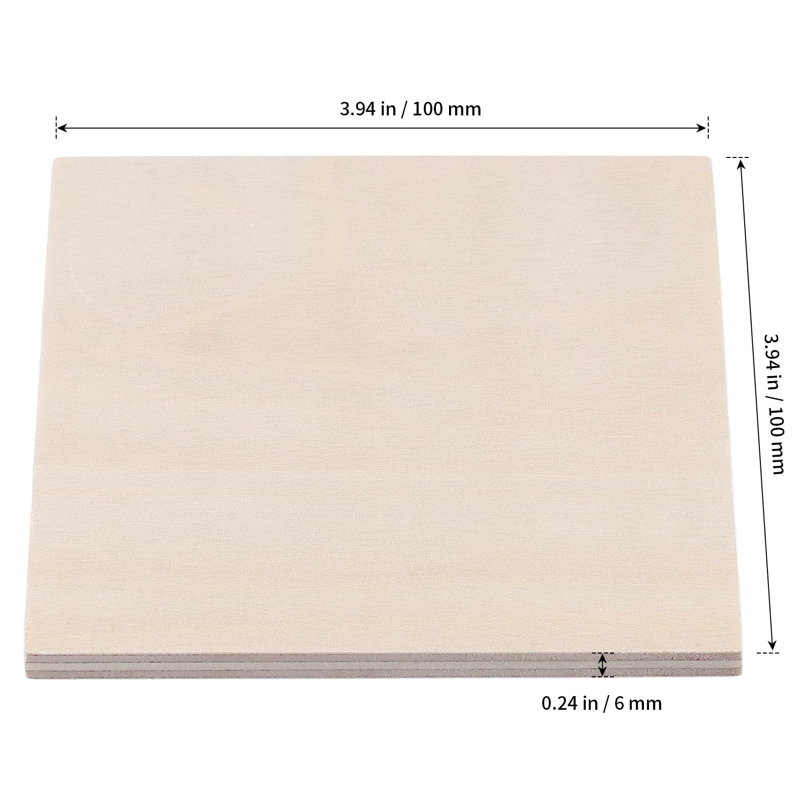 HONYUET 60 PCS 100x100x6mm Square Basswood Sheets, 4 Inch Plywood Wooden Boards for Engraving DIY Craft Painting - Image 2