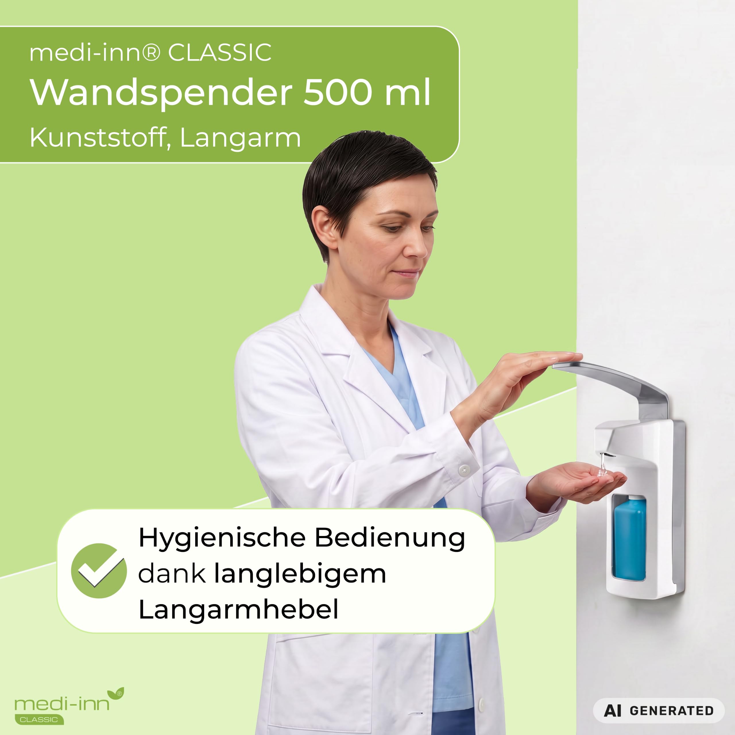 Medi-Inn Wandspender Kunststoff mit Langarmhebel für 500 ml Euroflaschen (10 Stück)