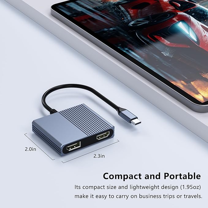 Adaptador USB C a HDMI y DisplayPort, Hub Dual Monitor 4K @60Hz miniatura 9