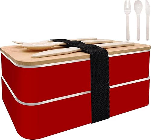 Bento Boxes - Fiambrera Bento de 30.4 fl oz para adultos, simple y moderna, contenedor de preparación de comidas con cuchara y tenedor, sin BPA,