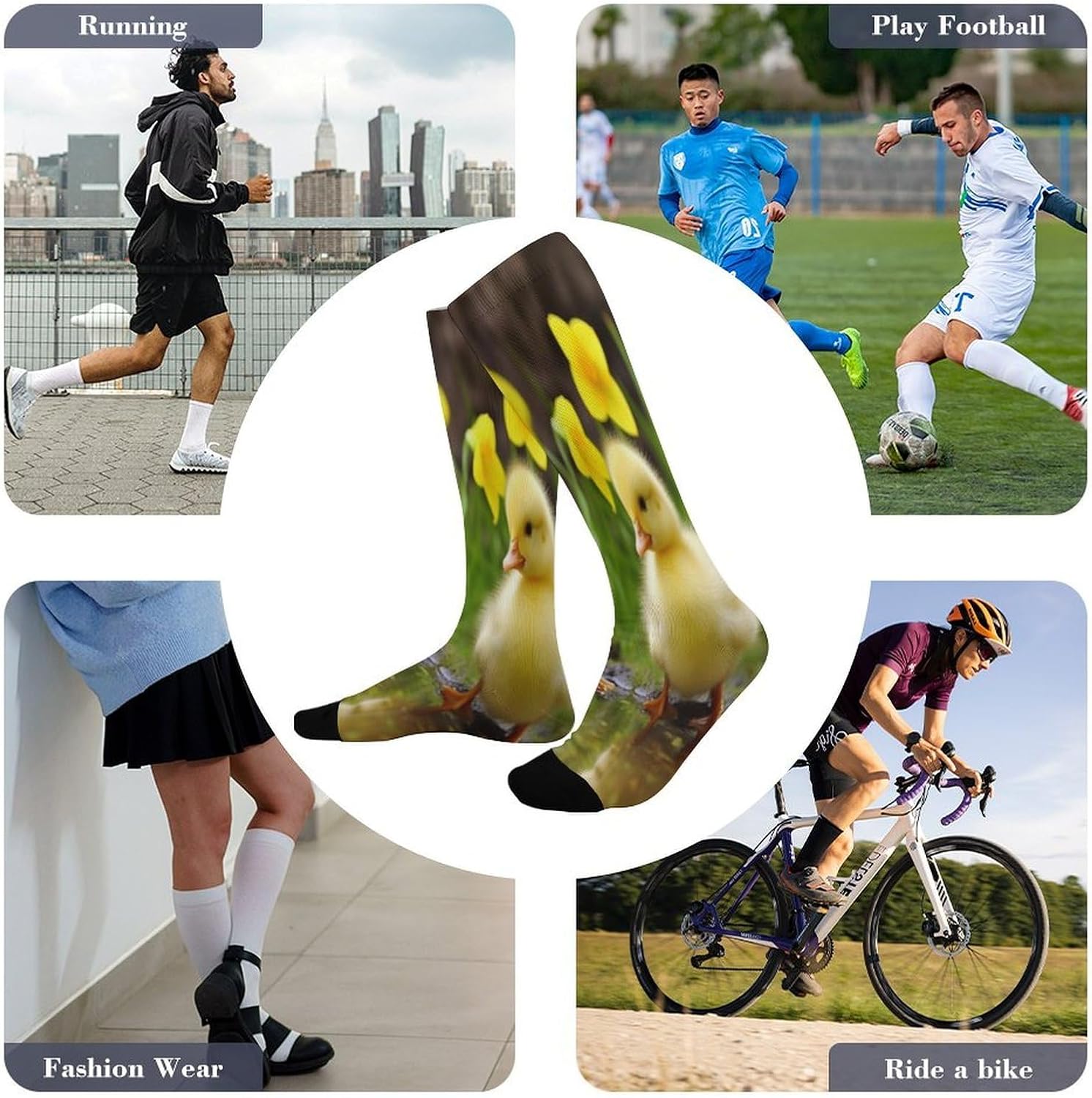 Cute Baby Ducks Compression Socks Soft Knee High Tube Sock Comfort Over-The-Calf Sock Circulation Support Socks for Adult