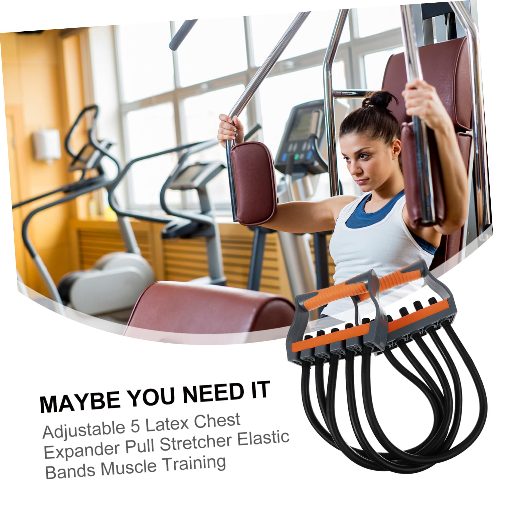 Brustexpander mit 5 Latex Seilen für Muskeltraining, Verstellbar