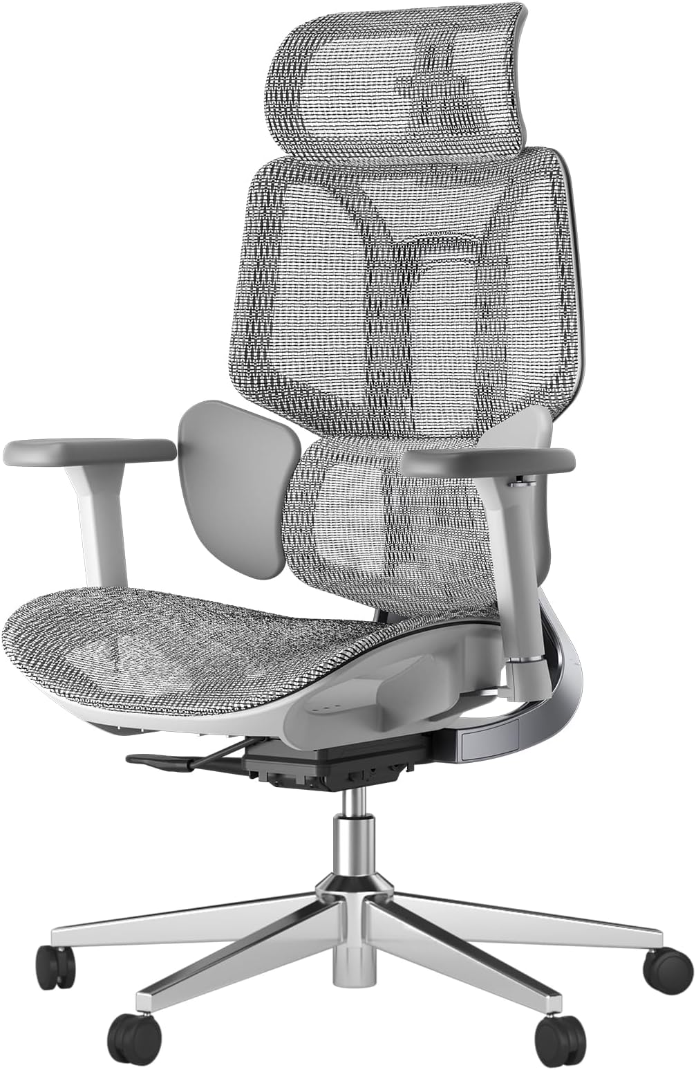 E3 Ergonomic Office Chair, Computer Chair - with 3-Zone Dynamic Lumbar Support, 3D Adjustable Headrest, 3D Adjustable Armrests, Desk Chair, Grey (Without Footrest)