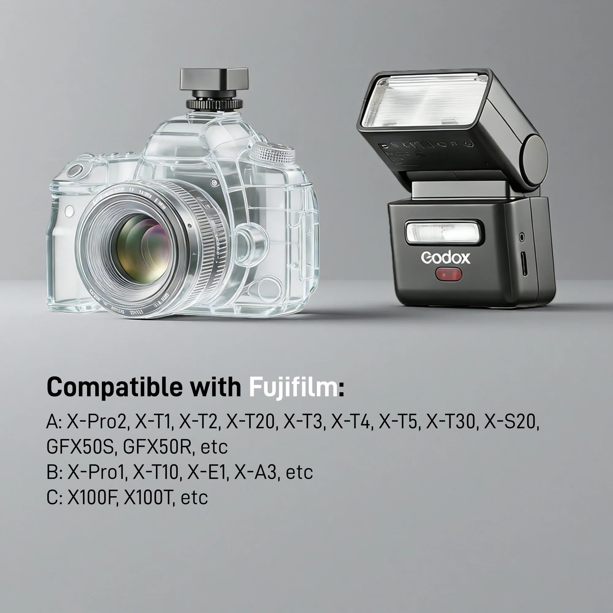 Godox iT32 TTL Flash do Fuji z bezprzewodowym wyzwalaczem X5-F, 2,4G HSS 1/8000s | ekran dotykowy i LED, kompatybilny z Fujifilm X100VI X-E5 XT5 X100V X100T XS20 XS10 XT30II XM5 GFX5 0S GFX50R XT4 XT3 | Ekran dotykowy i LED, kompatybilny z Fujifilm X100VI